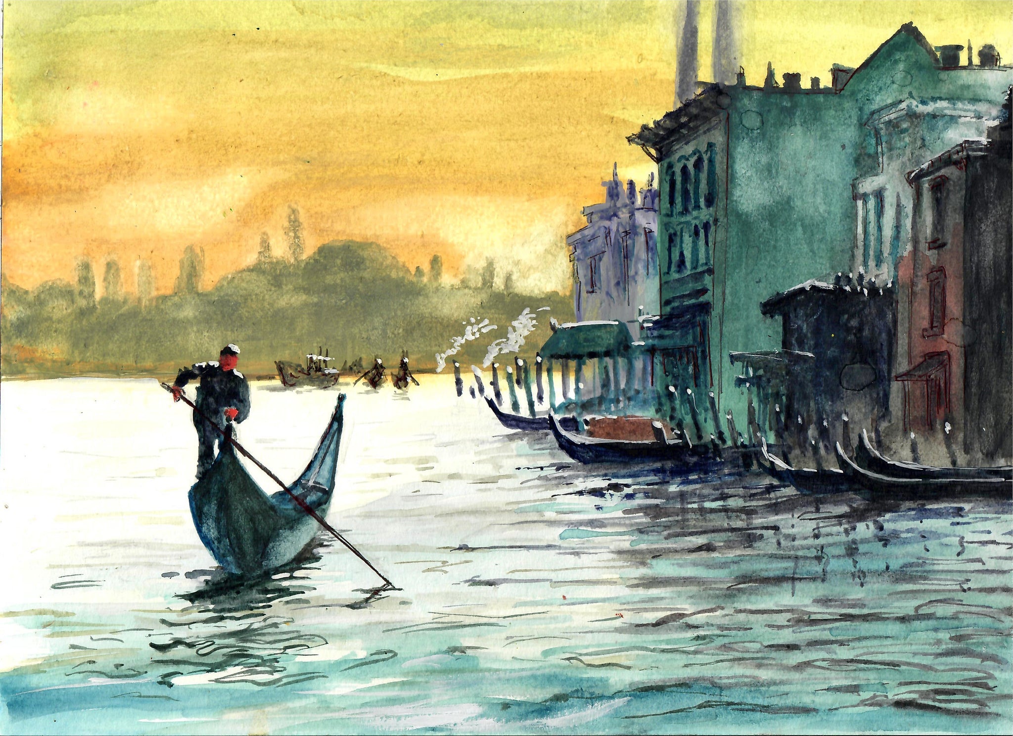 Venice - Venice At Sunset, Venetian Scene, Venice Gondola, Italian Art, Venice Wall Decor