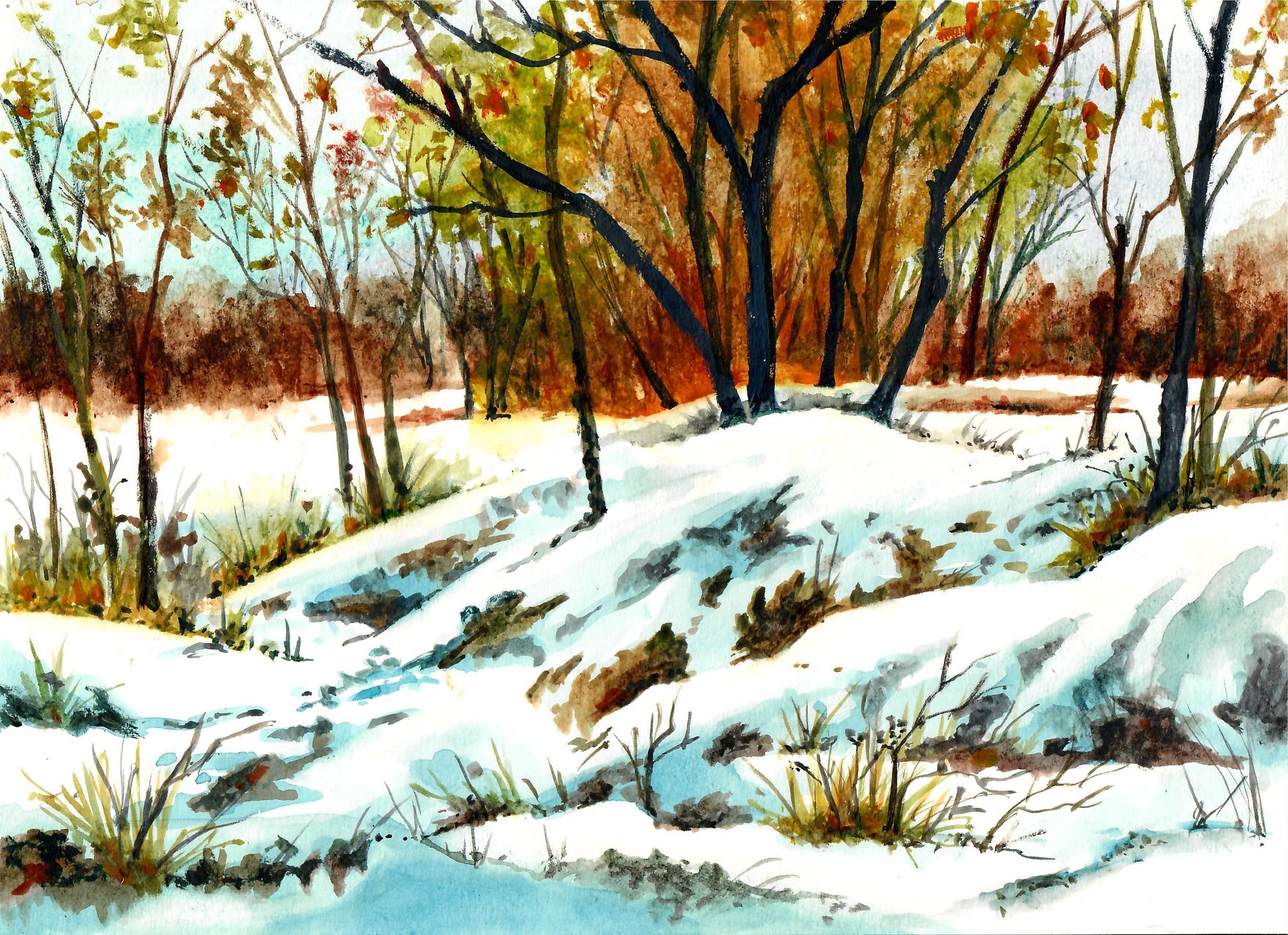 Nature - Winter In The Field, Winter Scene, Snow Scene, Snow Wall Decor, Snow Bank
