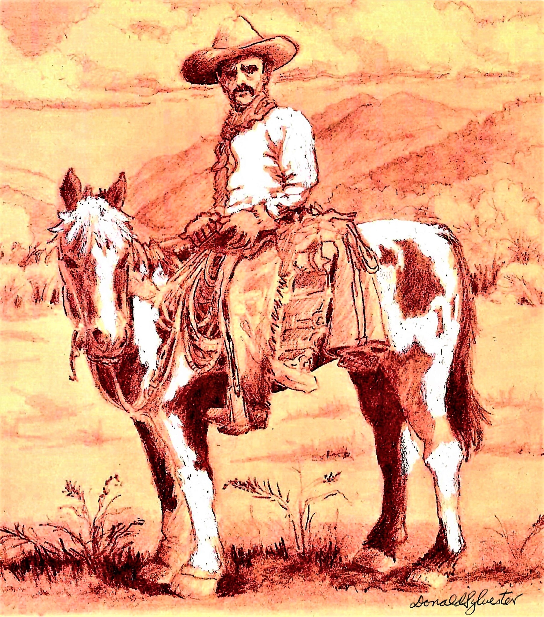WESTERN - COWBOY ON SPOTTED HORSE