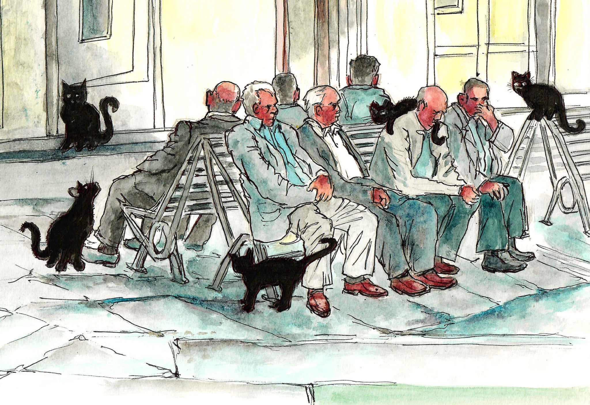 Cats And Old Men,  Friendly Cats, Black Cats, Neighborhood Cats