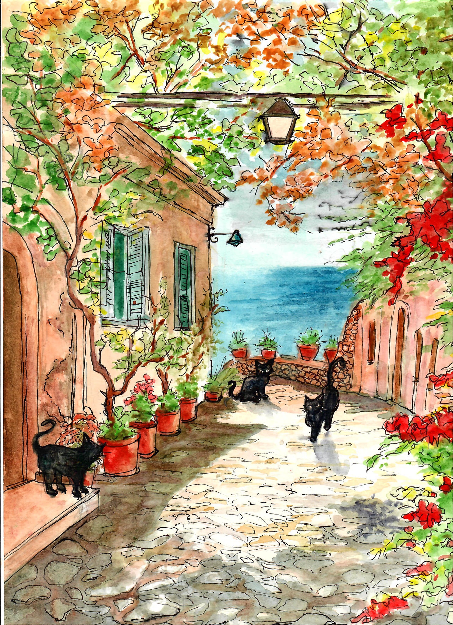 Cats Near The Coast,  Friendly Cats,  Street Cats,  Black Cat Art,  Cat Art
