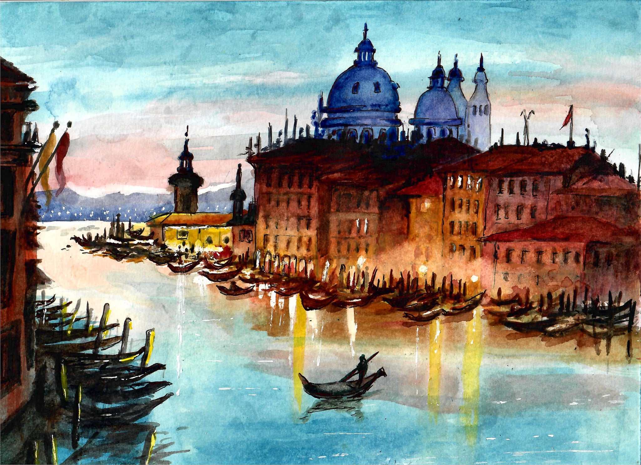 Cities - Venice Canal In The Evening, Venetian Canal, Venice Gondola, Venice Wall Decor