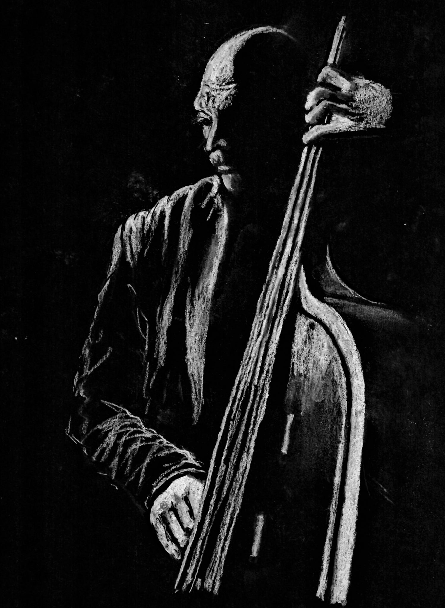 Musician - Jazz Bass Player Under Light, New Orleans Jazz Bass Artist