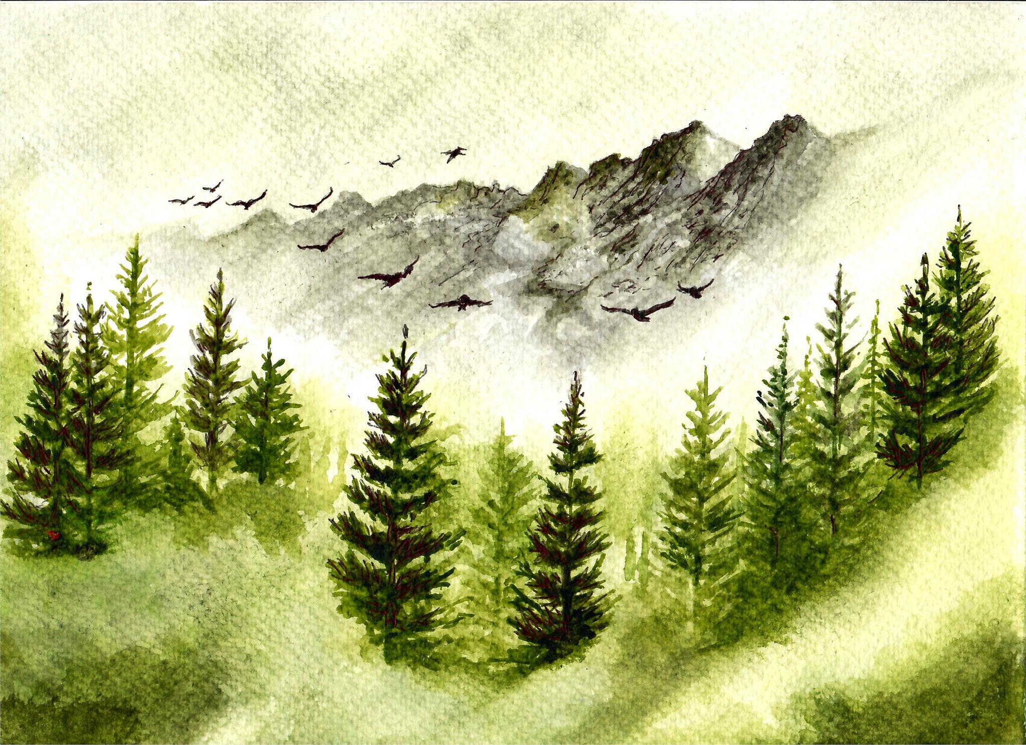 Nature - Foggy Mountain, Mountain Mist, Mountain Art Print