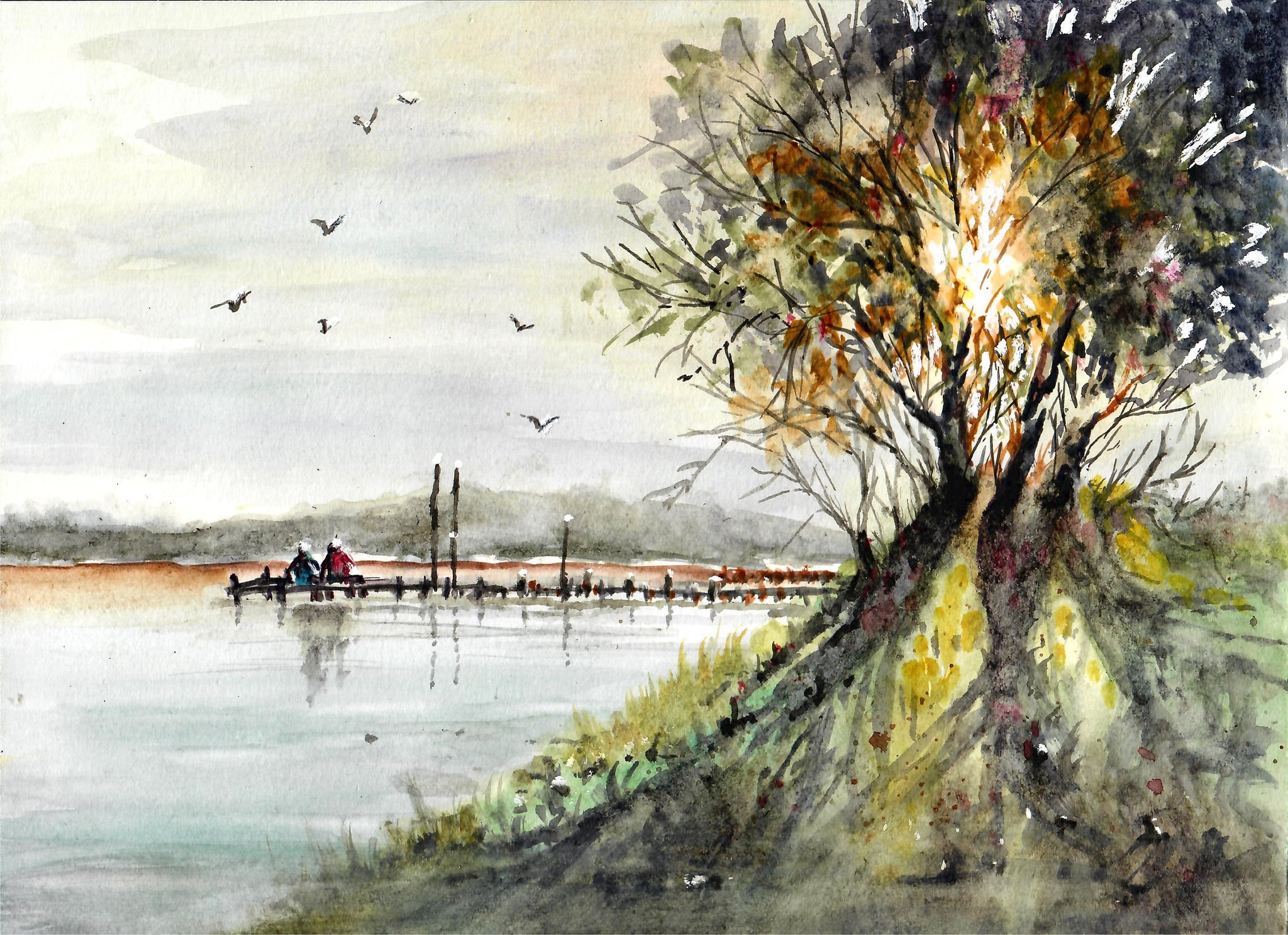 Nature - Old Trees Near The Dock, Tree Art, Lakefront Art, Lakefront Docks, Lakefront Art