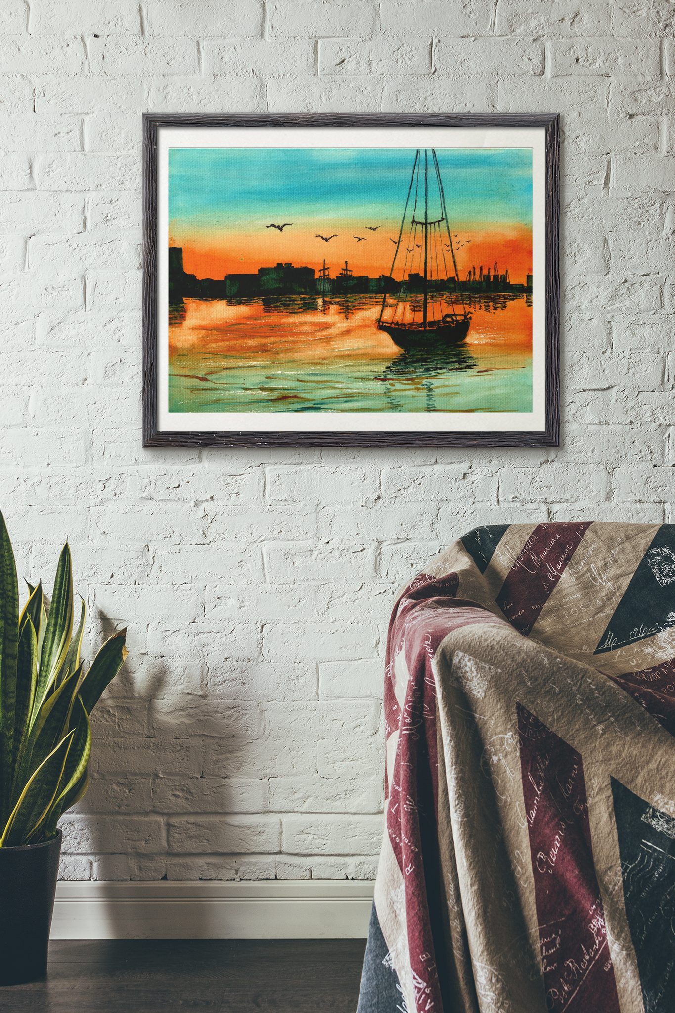 Nature - Boat In Harbor At Dusk, Boat Art Print, Sunset Art Print