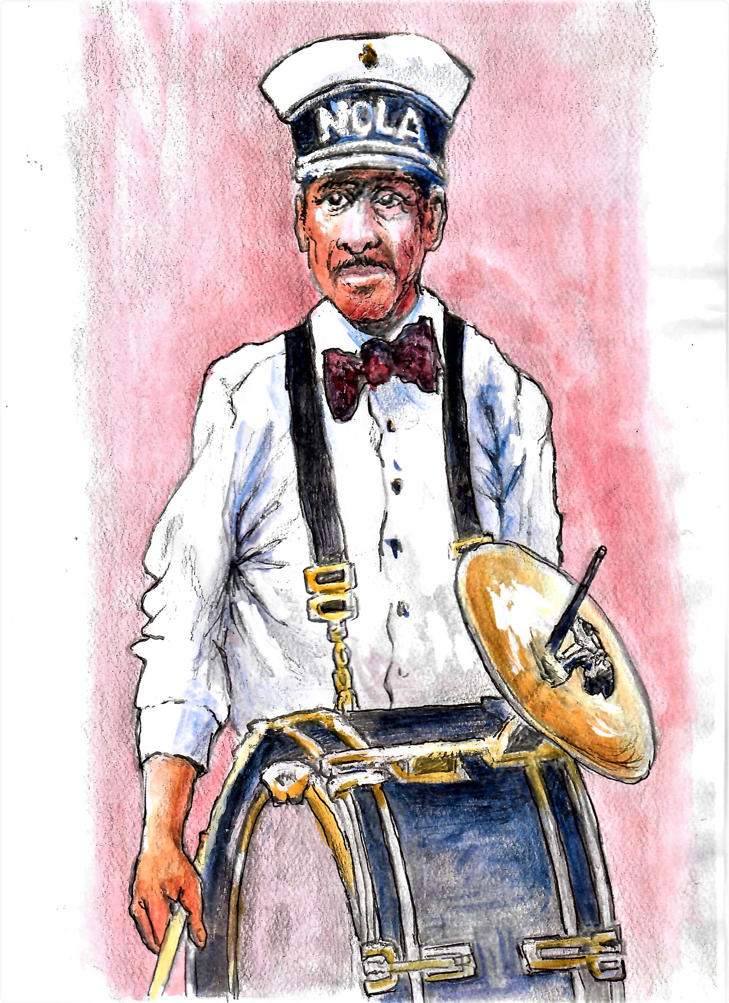 MUSICIANS - STREET BAND (NOLA) DRUMMER - PLAIN BACKGROUND