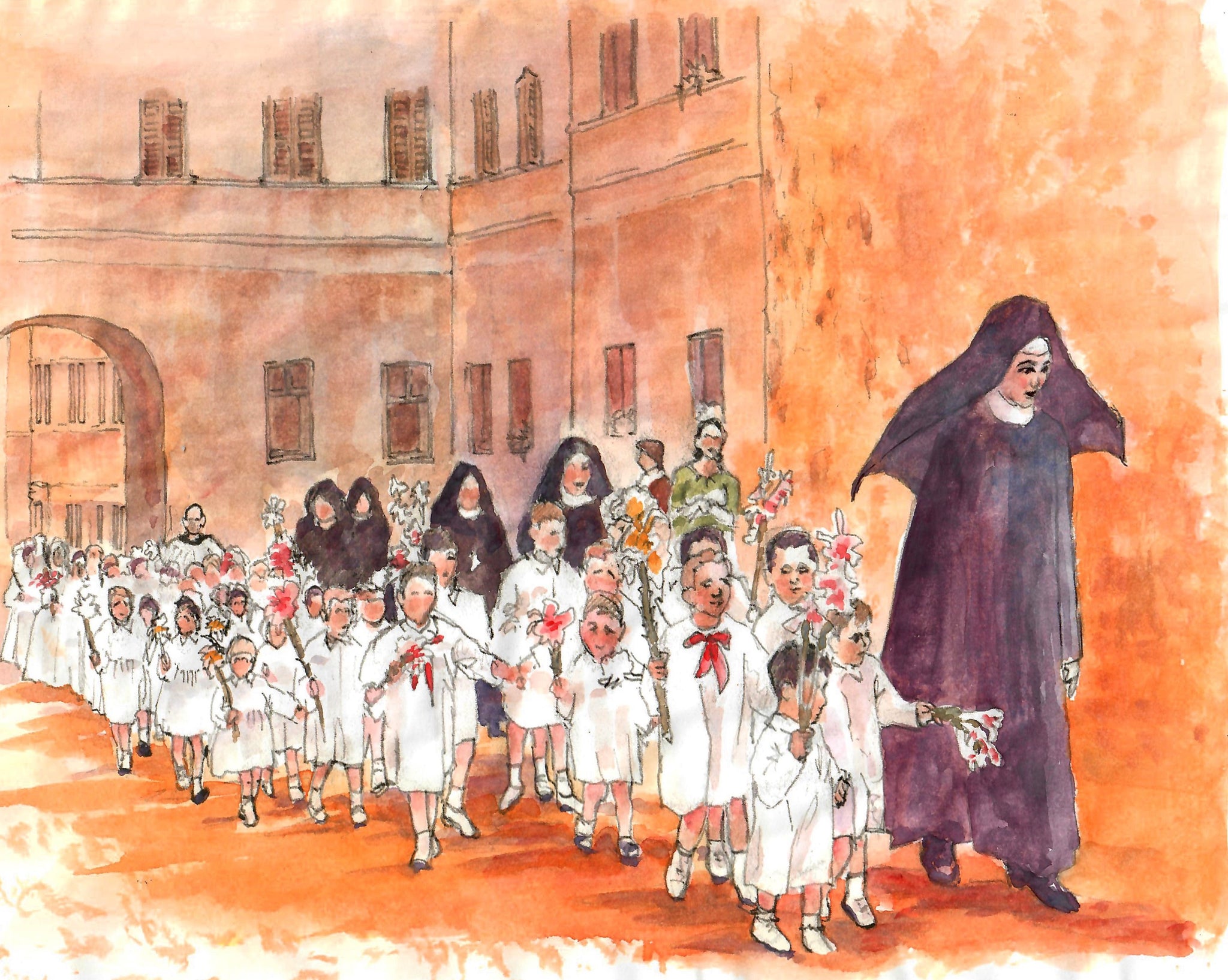 PEOPLE - ITALIAN NUNS AND SCHOOLCHILDREN