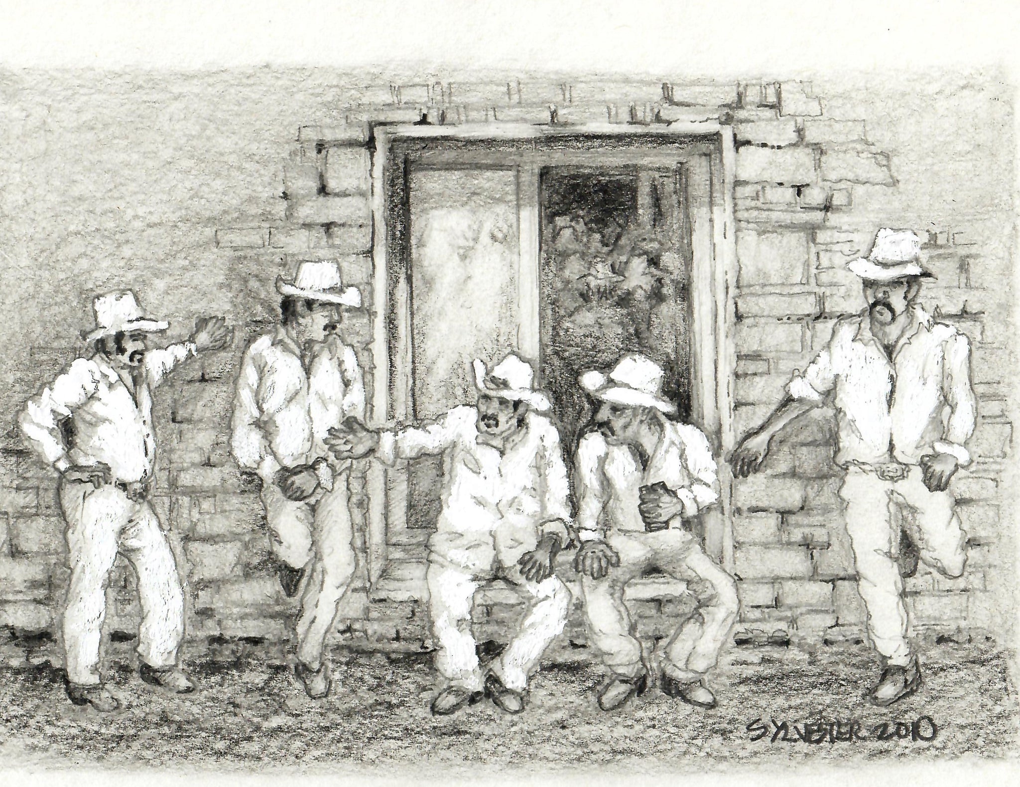 WESTERN - COWBOYS RESTING OUTSIDE A BAR